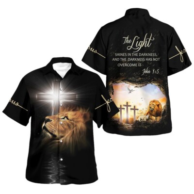 The Lion Of Judah Cros The Light Christian Hawaiian Shirt Full Size S-5XL