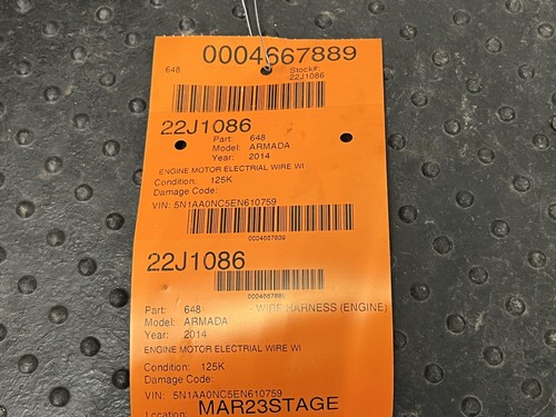 14 ARMADA 5.6 ENGINE MOTOR ELECTRIAL WIRE WIRING HARNESS 5.6 AT 4X4 240119GE0B - Picture 13 of 13