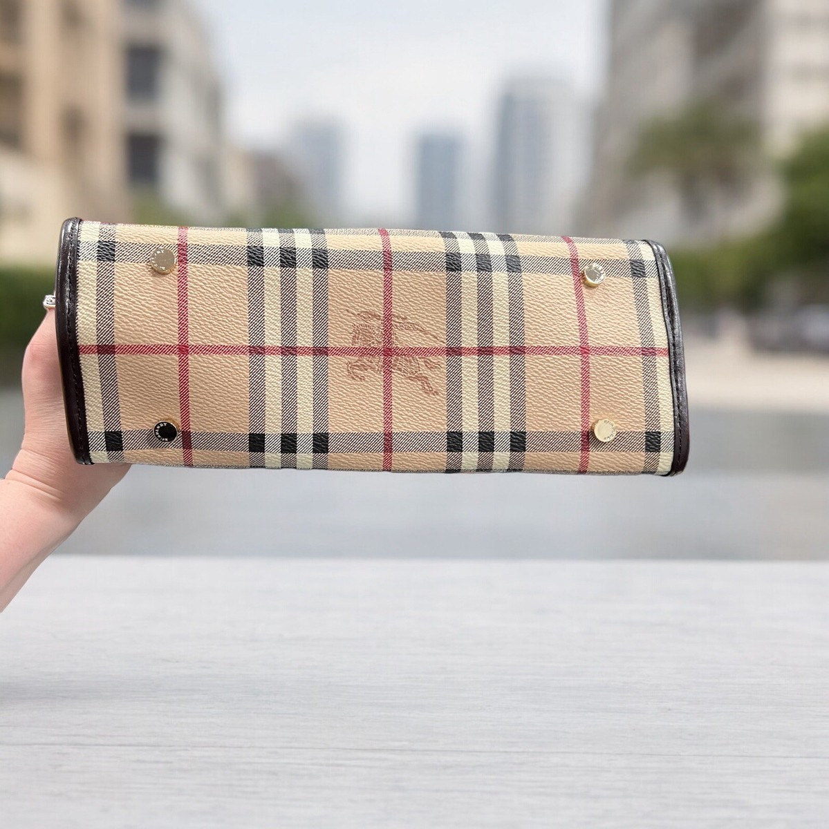 Burberry Nova Check Small Canvas Tote Bag W/Certificate Of