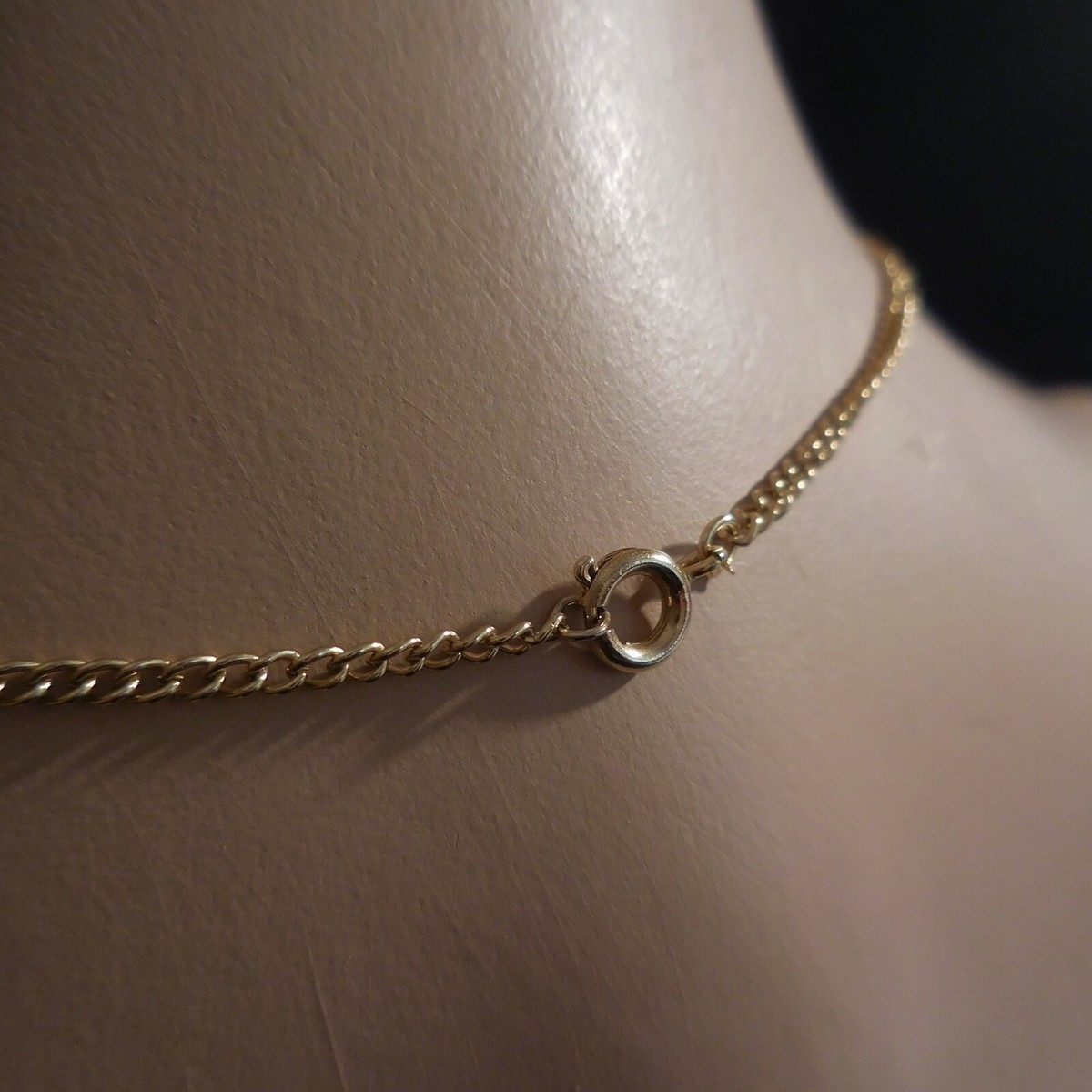Collier Pendentif Saphir Blanc Plaqué Or Jaune - Style Art Déco Femme - Occasion