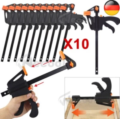 10x Einhandzwinge Schnellspannzwinge Klemmzwinge Schraubzwingen Holz Zwingen Set - Bild 1 von 4