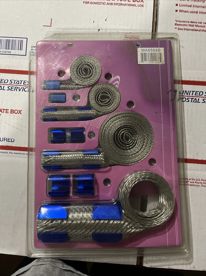 Kit de manguera de acero trenzado azul Kit de funda de manguera SS azul Foto 2 de 4