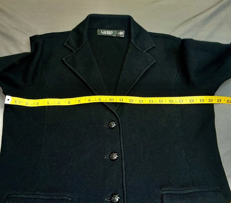 Chaqueta cárdigan blazer Lauren Ralph Lauren etiqueta negra para mujer talla L negra elástica Foto 4 de 4