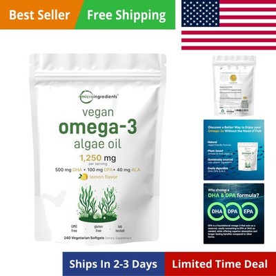 Omega 3 Algae Oil, 240 Veggie Softgels | Fish Oil Alternative | DHA 500mg & D...