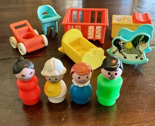 Vintage 1980s Fisher-Price Little People Play Family Nursery Set #761 Complete