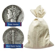 Bag of 1000 - 90% Silver Mercury Dimes $100 Face Value Full Dates