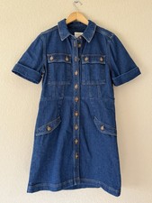 Sezane Women's Denim Mini Dress Size 40M, Blue