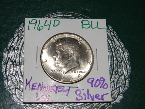 1964-D Kennedy Half Dollar (from Gov't set) - Gem BU -- 90% Silver