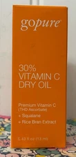 gopure 30% VITAMIN C DRY FACIAL OIL 0.43oz SEALED BOX SQUALANE RICE BRAN EXTRACT