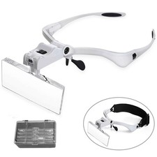 LED Jewelers Head Headband Magnifier Illuminated Visor Magnifying Glasses Loupe