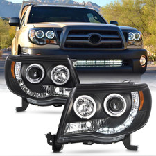 for 05-11 Toyota Tacoma Pickup Black Bezel Dual Ring Design Projector LED Replac