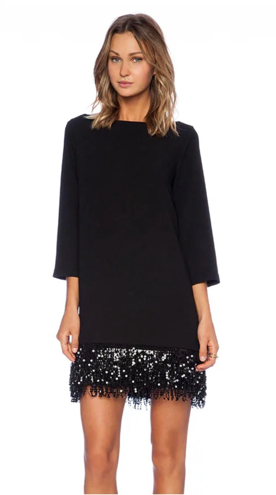 Minidress nuovo con etichette Kate Spade New York paillettes frange. Taglia 6