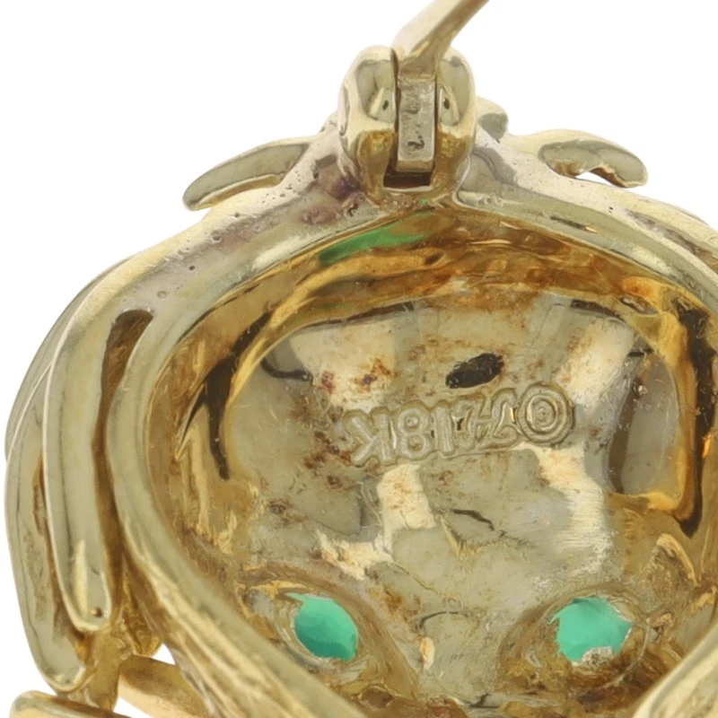 Yellow Gold Chalcedony Ruby Happy Lion Brooch - 18k Round .30ctw Big Cat Cub Pin - Image 4 of 4