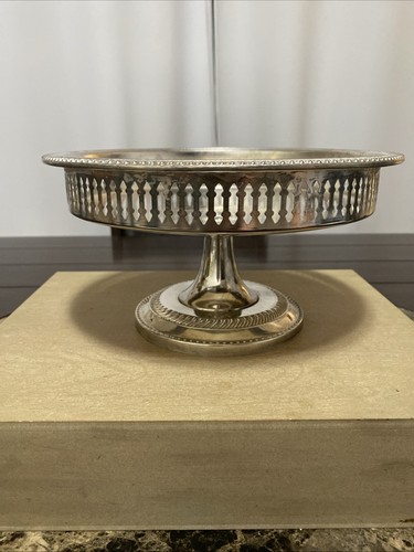 Vintage Silver Plate Pedestal Pastry Server Snack Tray 9” Etched MCM - Picture 18 of 18