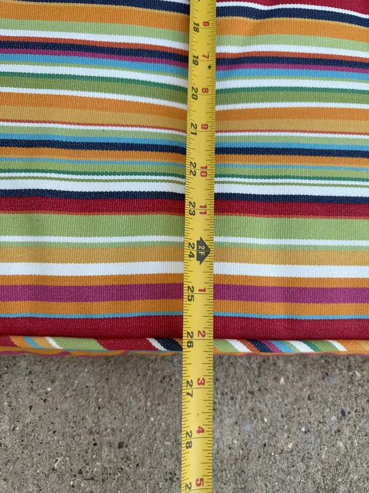 Pottery Barn Outdoor Foldable Lounge Cushions Striped Colorful w/Back Pillow - Image 3 of 4