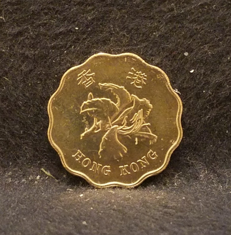 1998 Hong Kong 20 cents, British pre-China coinage, red UNC, KM-67 (HK10)
