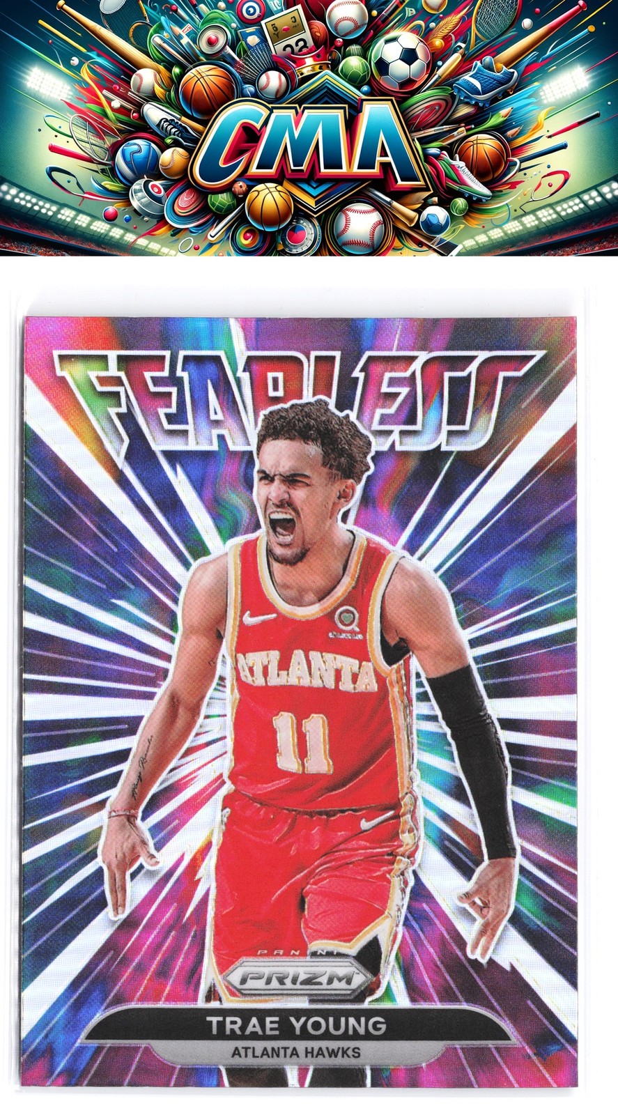 2021-22 Panini Prizm #20 Trae Young Fearless Prizms Silver