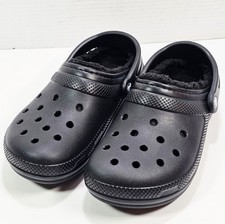 Crocs Classic Fuzz Lined Unisex Clogs Womens 8.0 Mens 6.0 Black