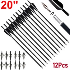 12Pcs 20" Crossbow Bolts Carbon Arrows 12Pcs Broadheads 100 grain Target Hunting