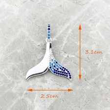 Tail Fin Pendant 925 Sterling Silver Simulated Zirconia Blue Women Jewelry