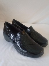 Clarks Collection Women's Black Patent Croc Comfort Loafers