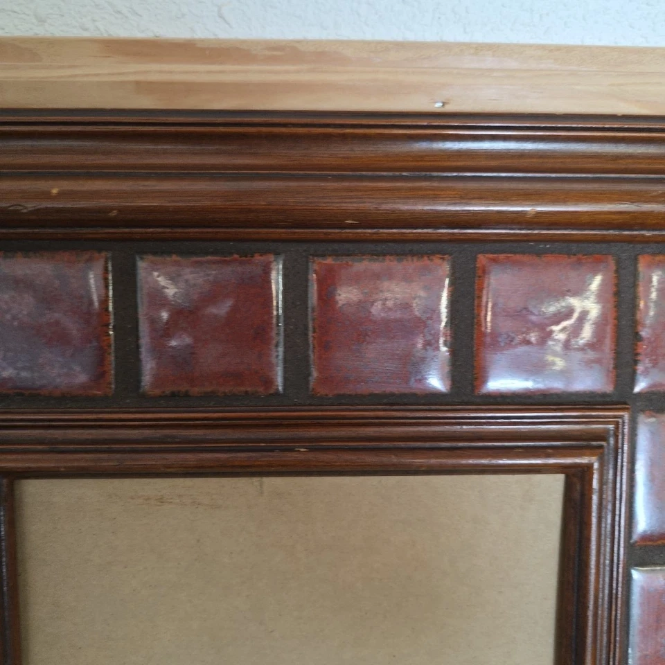 Vintage Wood Picture Frame with Ceramic Tile Border For 8x10 Picture Or Art - Image 3 of 4