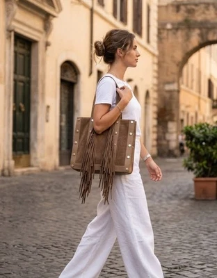 Borsa A Tracolla Donna In Pelle PU Con Frange – Fashion Piccola