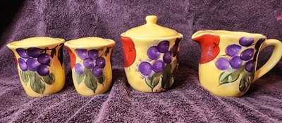 Home Trends Verdona Pattern Sugar/Tea Canister, Creamer & Matching Salt & Pepper