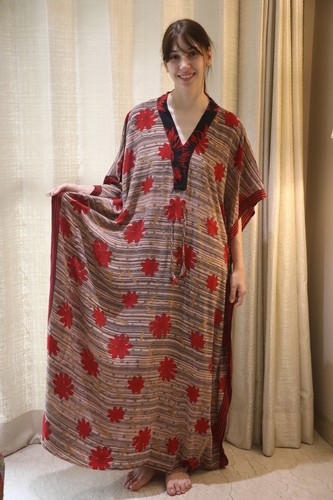 Crepe Silk Kaftan Brown-Black Robe Dress Long Woman Gown Maxi Tunic PS KFN2901 - 第 2/10 張圖片