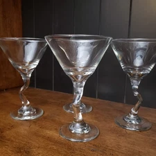 Libbey Z-Stem Clear Martini Glasses Set of 4 8 oz Zig-Zag Stem 