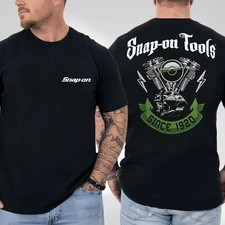 Snap-On V-Twin Engine Tee, Double Sided Motor Racing Graphic, Cotton Casual