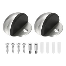 2 Pack Low Dome Floor Door Stop, 45mm Door Stopper with Screws, Silver Tone