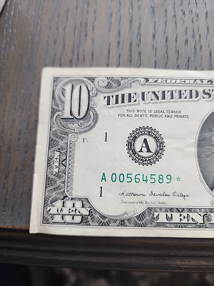 1985 10 Dollar Bill Star Note, Low Serial Number A 00564589* - Image 4 of 4