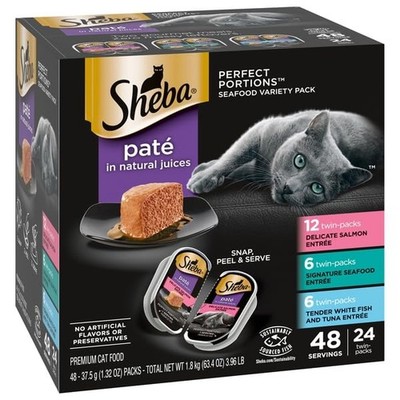 Sheba Premium Pate Seafood Variety Pack, 48 Count EXP 12/2027