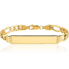 10K Solid Yellow Gold Figaro Link ID Bracelet