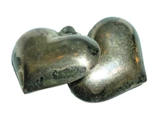 Vintage Double Hollow Puffy Silver Plate Heart Pendant