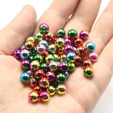 Craft DIY Shiny Two-tone Metallic Colour Acrylic Christmas Round Beads 6mm-10mm