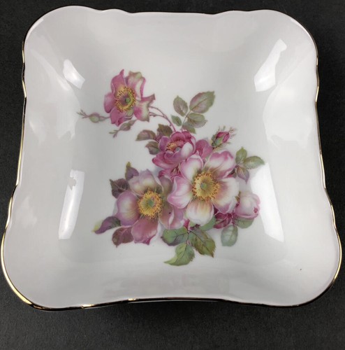 Schumann Arzberg Wild Rose Pattern Square Vegetable Bowl Bavaria Germany