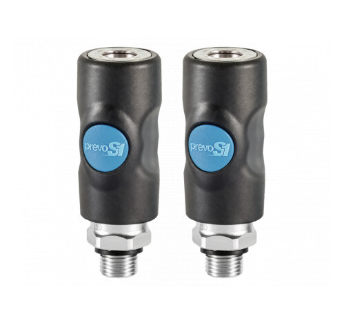 PREVOST ISI SAFETY PUSH-BUTTON COUPLER, 3/8" BODY, INDUSTRIAL, 1/2" MALE NPT - Picture 2 of 11