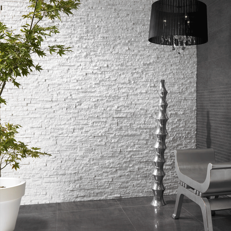 Details About Split Face Natural Stone Wall Cladding 10x36cm White Sparkle Bathroom Tile