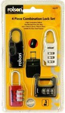 Rolson Padlock 3 Digit Combination Travel Lock Luggage School Locker Gym 4 Piece
