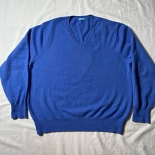 J Mclaughlin Blue Cashmere Cotton Blend V neck pullover sweater men  s size L