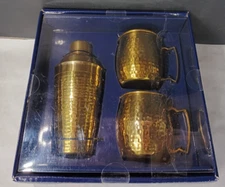 NEW Simple Dining Moscow Mule Mugs Cups Cocktail Shaker Flask Set of 3