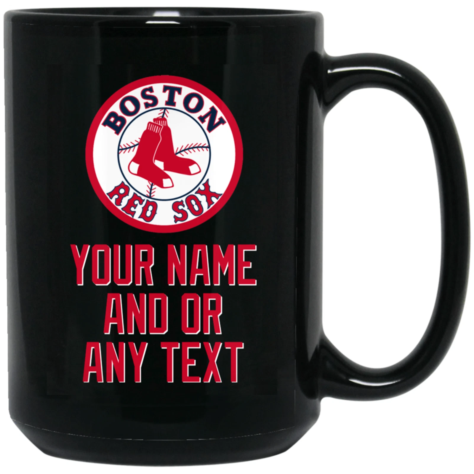 Custom Personalized Boston Red Sox Logo v2 Black Ceramic Coffee Mug Cup