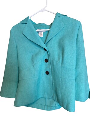 Dress Barn Womens Dress Jacket Long Sleeve Egg Shell Blue Size 8
