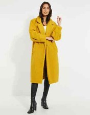 Threadbare Mustard Boucle Longline Teddy Oversized Coat Newsize Uk 8 10 12 14 16