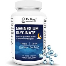 Dr. Berg Magnesium Glycinate   Calm, Relaxation  Sleep Support, 150 Caps