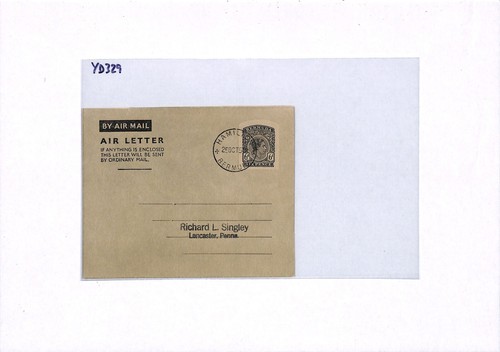 BERMUDA KGVI Stationery AIR LETTER Hamilton USA PA Lancaster 1953 YD329 - 第 3/10 張圖片