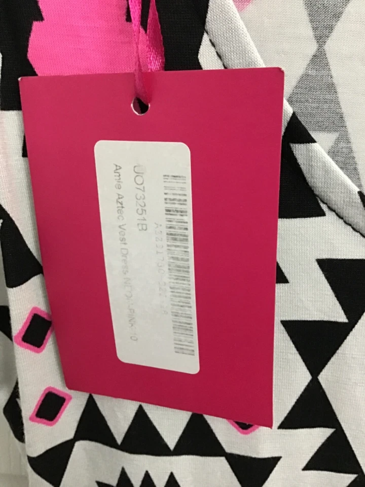 boohoo Twenty Four Aztec Vest Dress/Bathing Suit Cover Up Neon Pink Med/10 NWT - Image 4 of 4