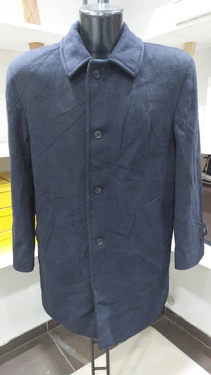 Manteau Vintage Rossyn Park - Mixte Cachemire Bleu - Taille 48 - Style Années 80 - Occasion Bon état
